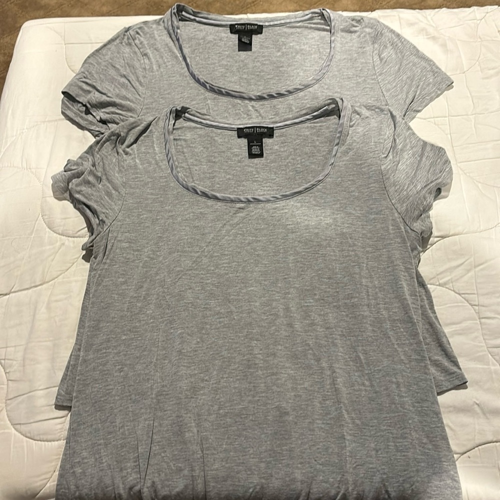 White House Black market Two gray size large T-shirts GUC